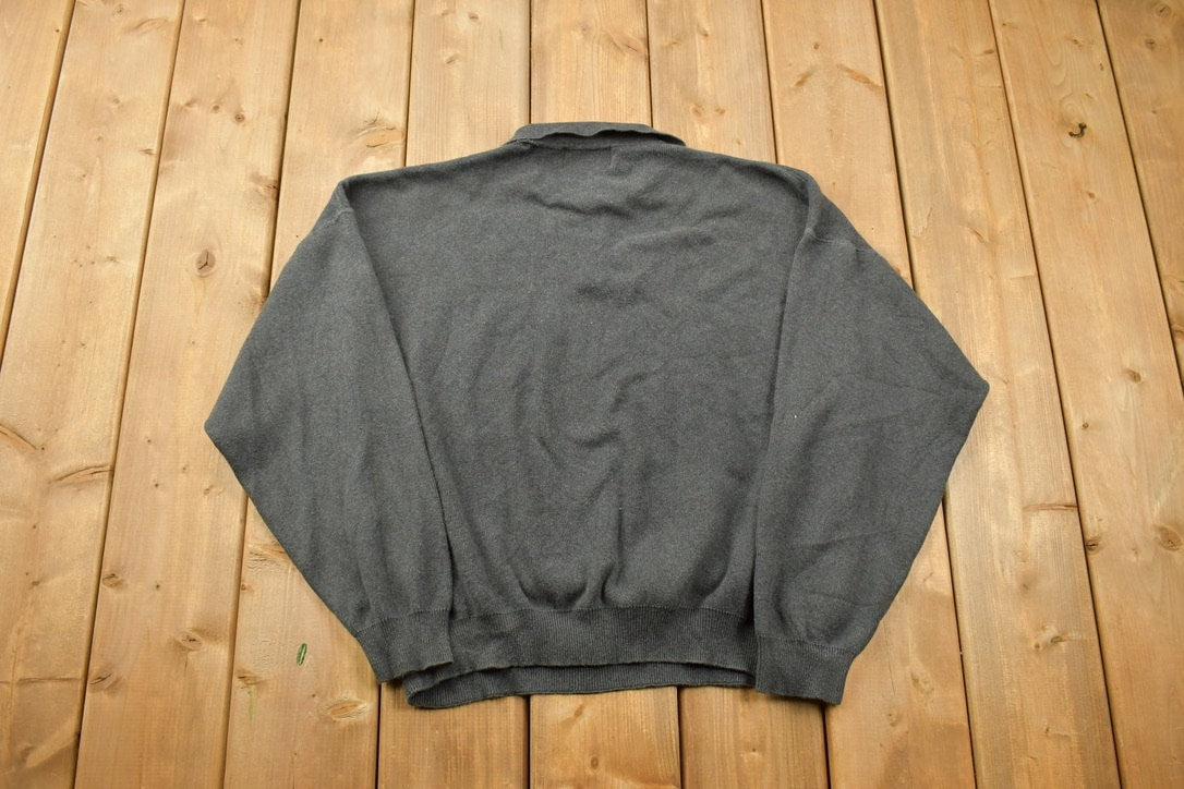 Vintage 1990s Eddie Bauer Grey Quarter Button Knit Sweater / Outdoorsman / 90s Sweater / Streetwear / Hiking / Vintage Eddie Bauer