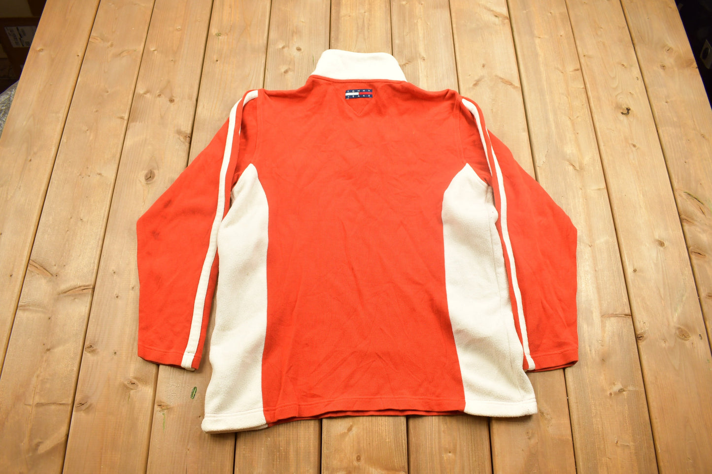 Vintage 1990s Tommy Hilfiger Orange Fleece Sweater