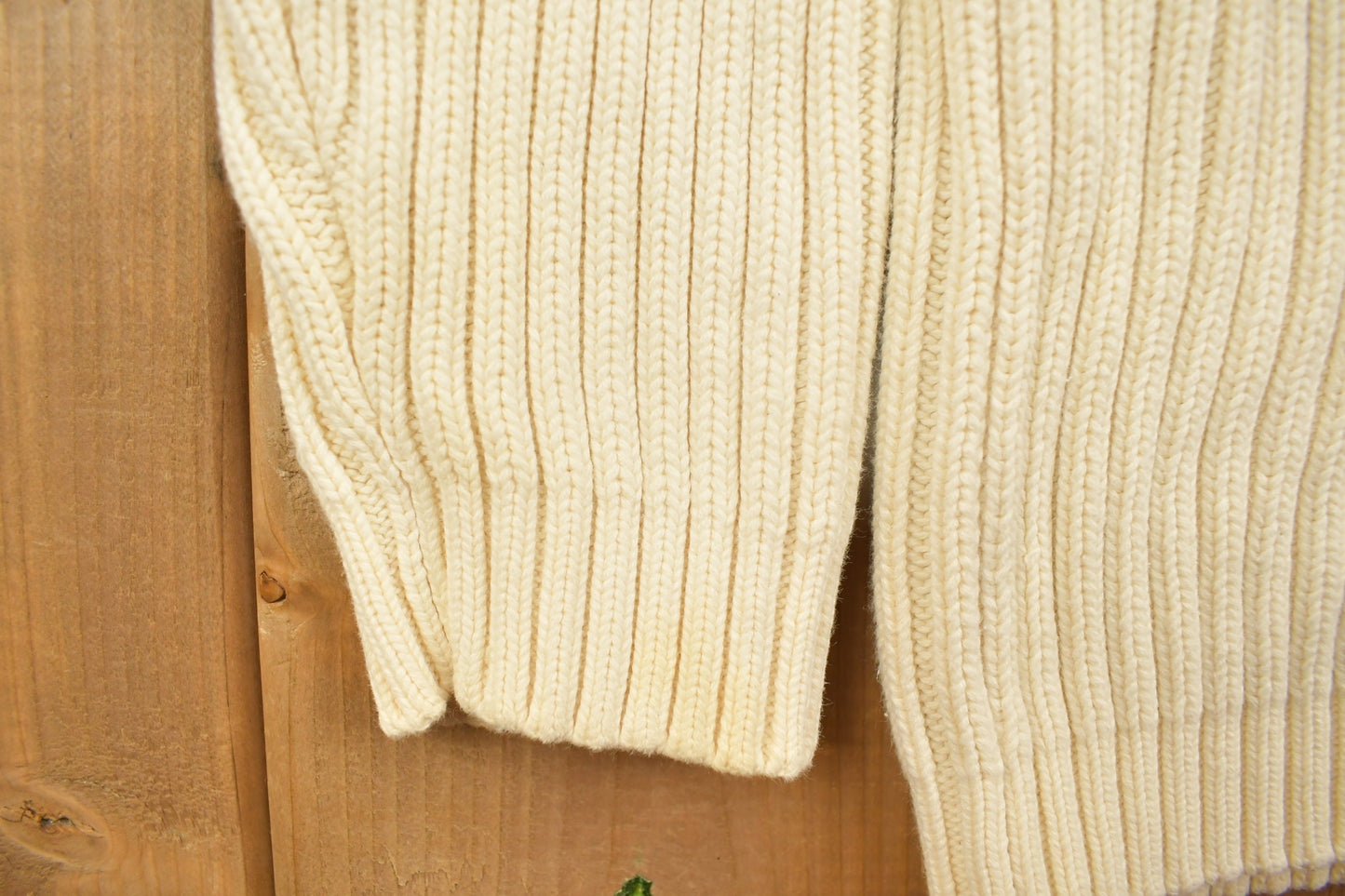 Vintage 1990s Lands End Cream 3D Cable Knit Sweater