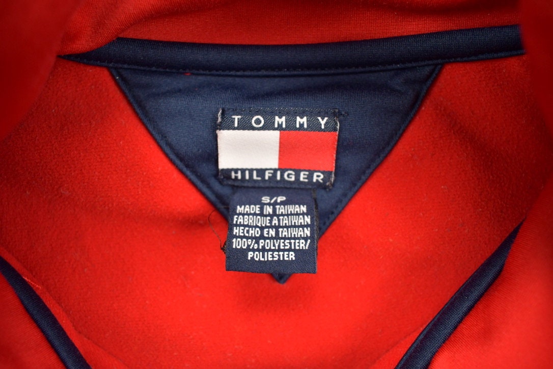 Vintage 1990s Tommy Hilfiger Zip Up Colour Block Warm Up Sweatshirt