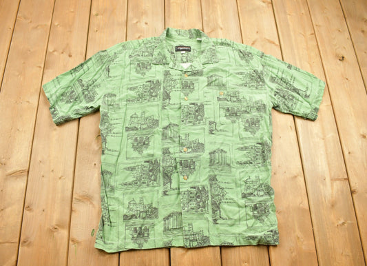 Vintage 1990s JT Beckett Patterned Button Up Short Sleeve Shirt