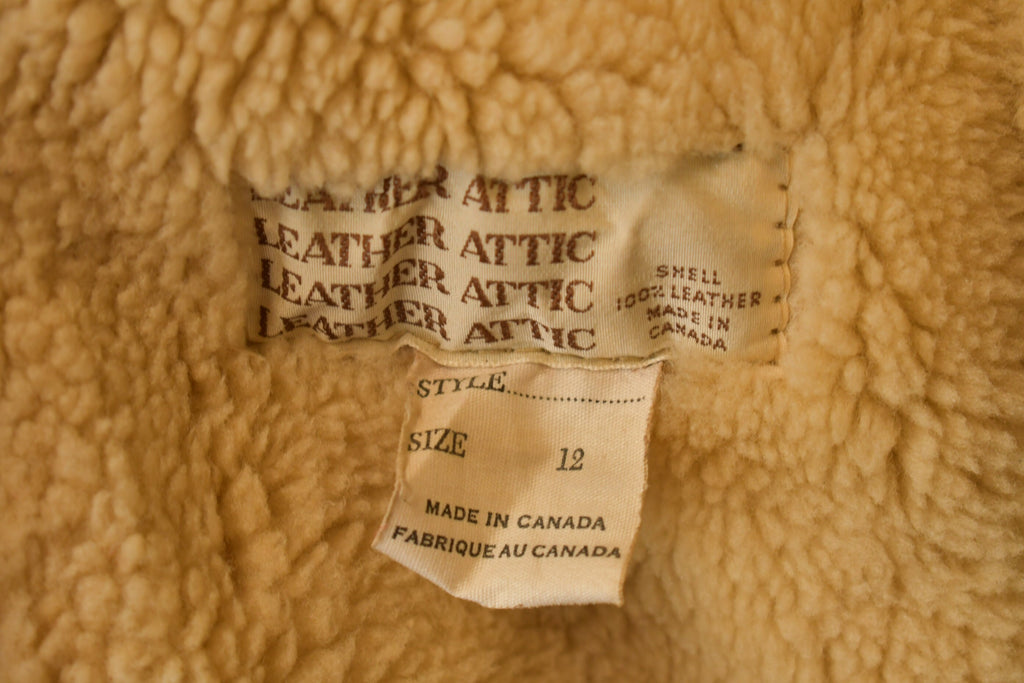 Vintage 1970s Sherpa Lined Shearling Leather Jacket