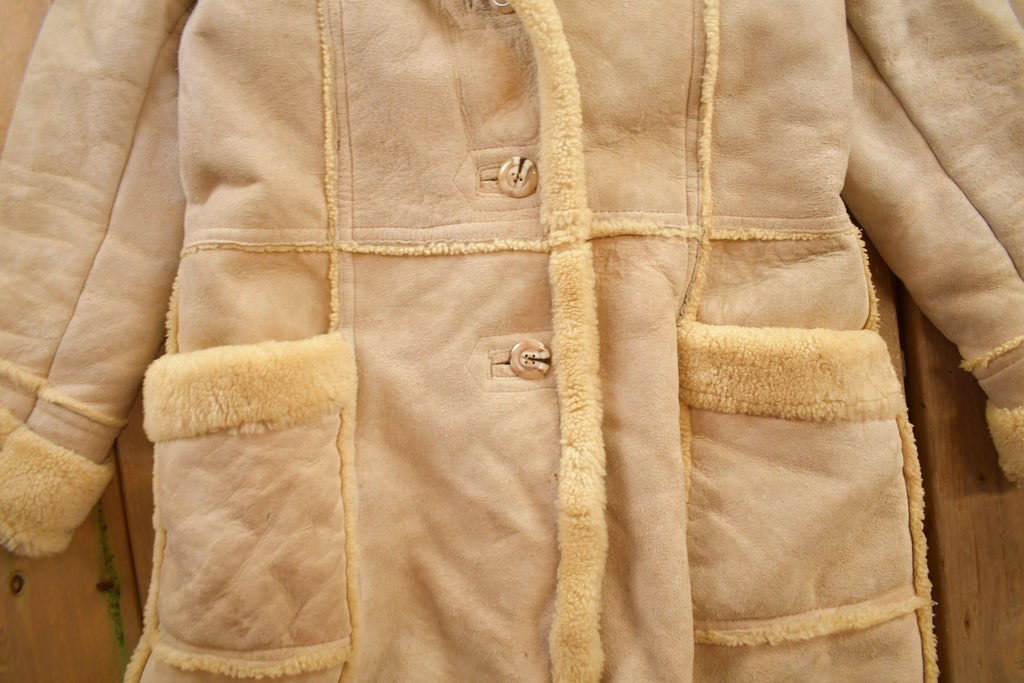 Vintage 1970s Sherpa Lined Shearling Leather Jacket