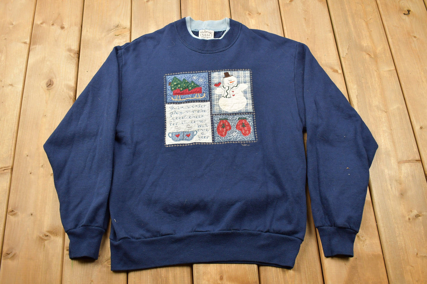 Vintage 1990s Christmas Sweater / 90s Holiday Crewneck / Winter Wear / Festive Graphic Print