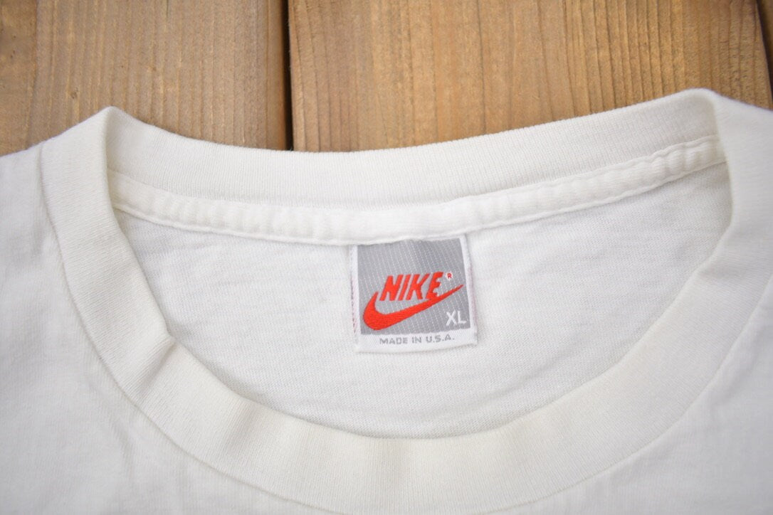 Vintage 1990s Nike Challenge Court Graphic T-Shirt / 90s / Vintage Streetwear / Made in USA / Vintage Nike Grey Tag