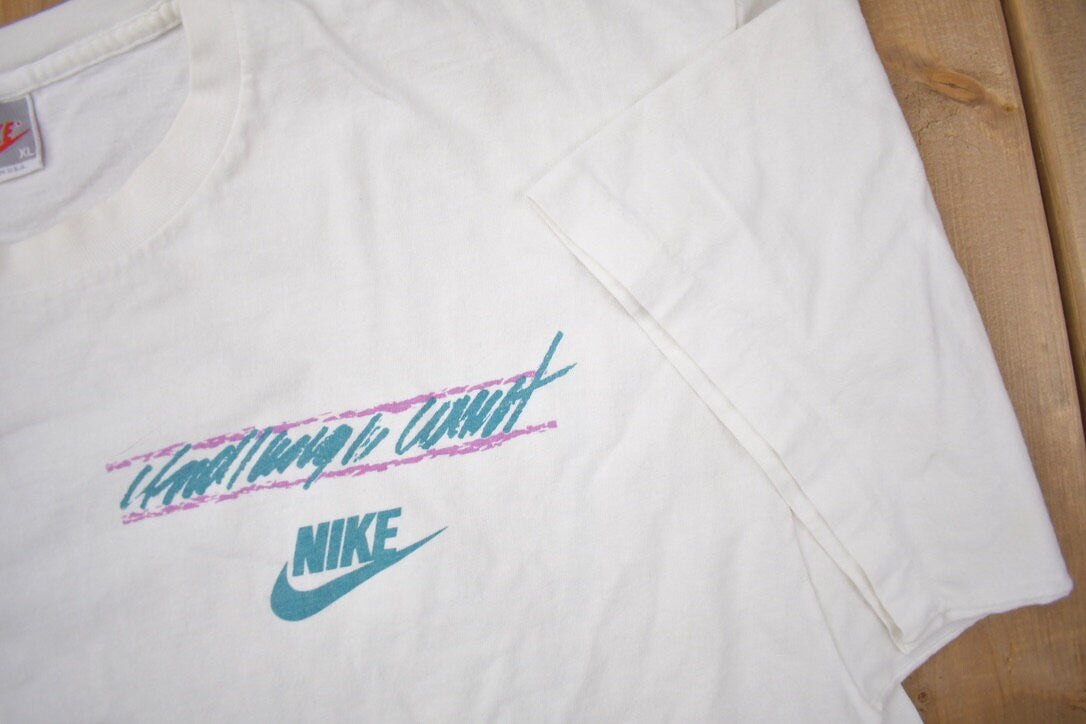 Vintage 1990s Nike Challenge Court Graphic T-Shirt / 90s / Vintage Streetwear / Made in USA / Vintage Nike Grey Tag