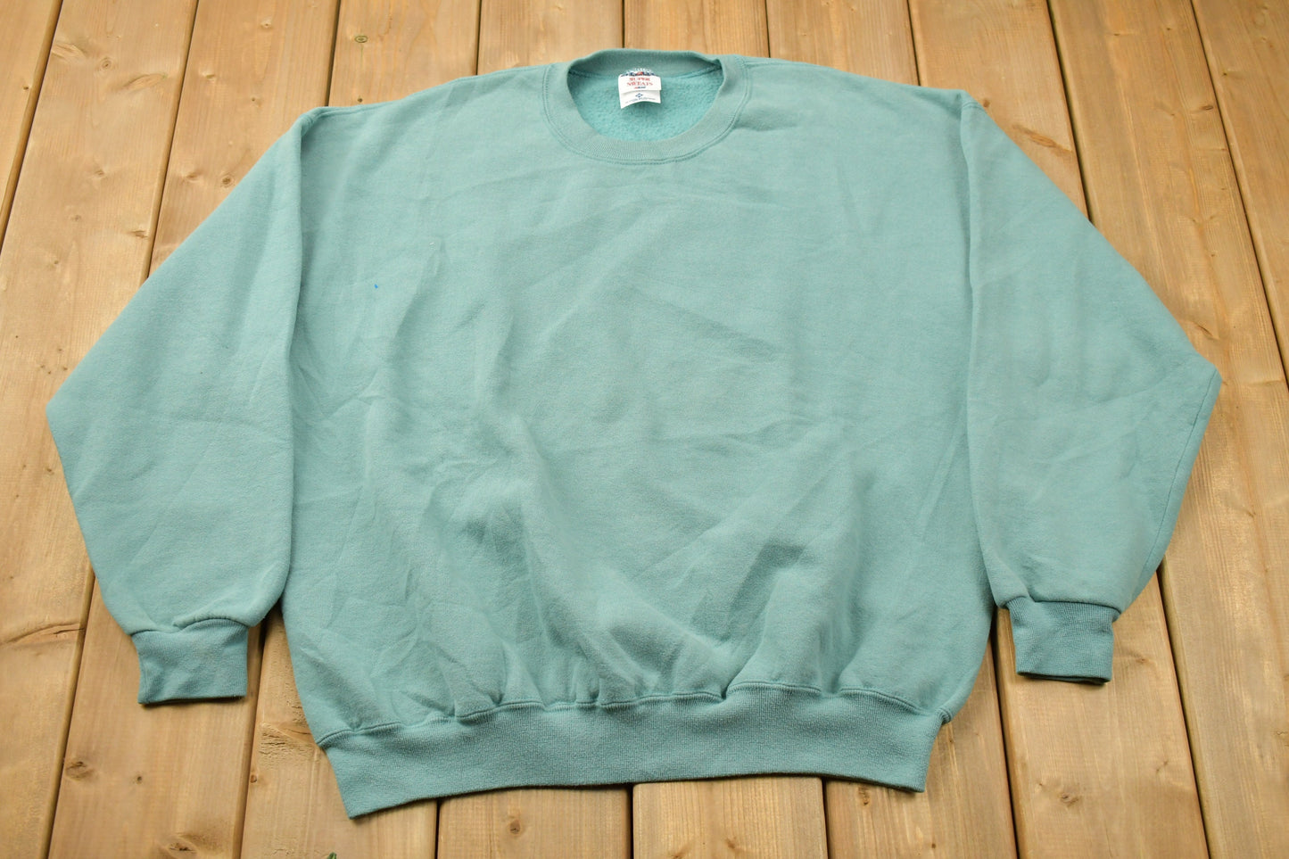 Vintage 1990s Blank Teal Crewneck Sweatshirt / 90s Crewneck / Made In USA / Essential / Streetwear / 90s Blank