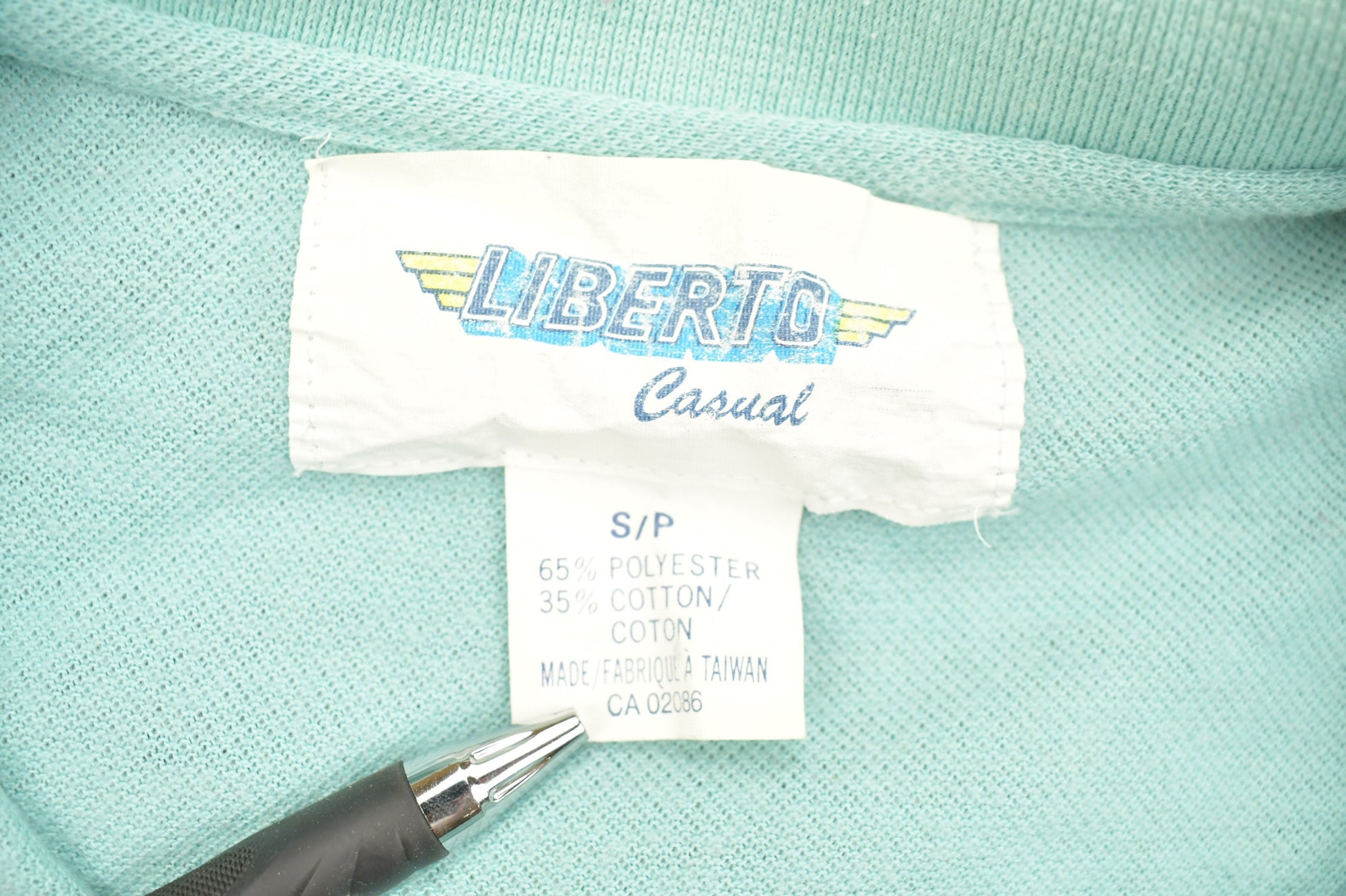 Vintage 1990s Liberto Turquoise Blank Heavy Quarter-button Sweatshirt