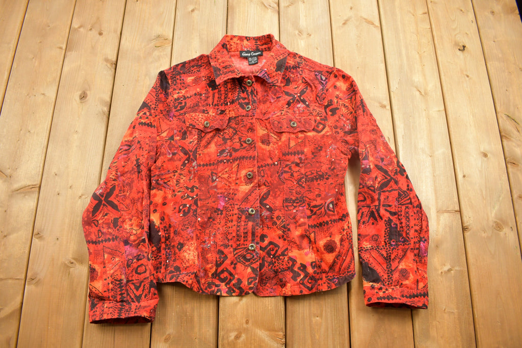 Vintage 1990s Official Jacket Abstract Pattern Denim Jacket