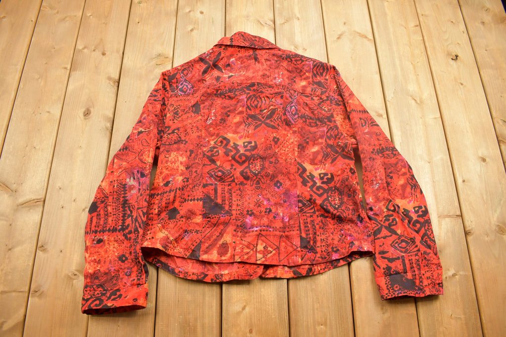 Vintage 1990s Official Jacket Abstract Pattern Denim Jacket