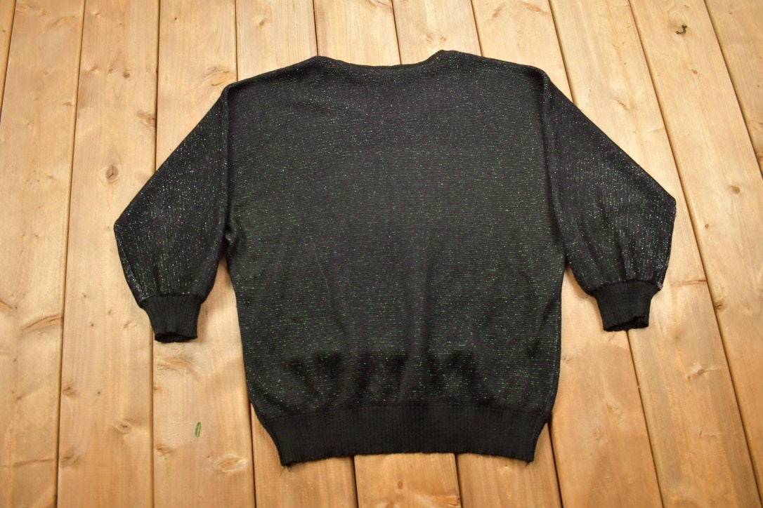 Vintage 1990s Floral Theme Knit Crewneck Sweater