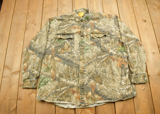 Vintage 1990s Wasatch Real Tree Edge Camo Button Up Shirt