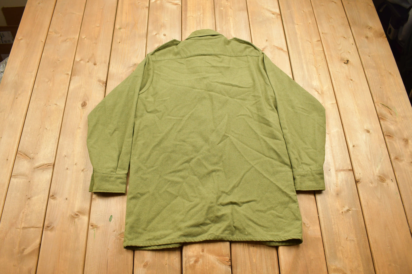 Vintage 1990s Blank Green Military Button Up Shirt