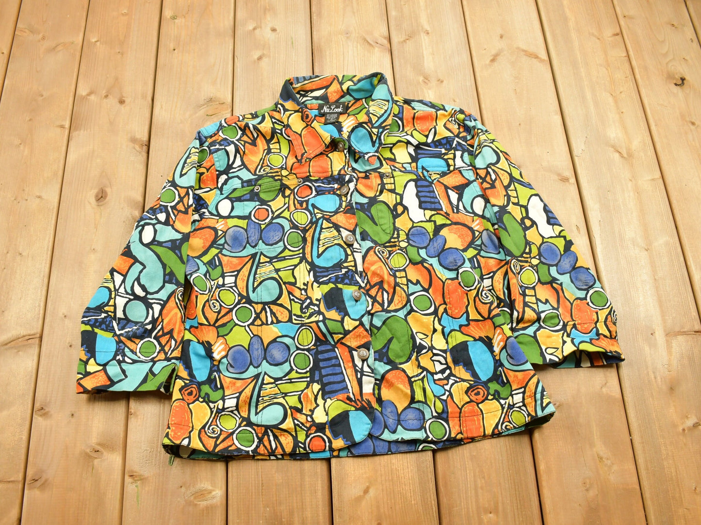 Vintage 1990s Nu Look Abstract Pattern Button Up Jacket