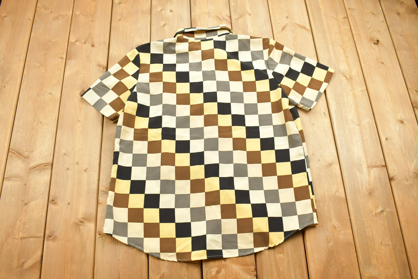 Vintage 1990s Expose Checked Pattern Button Up Short Sleeve Shirt