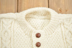 Vintage 1990s 3D Cable Knit Button Up Wool Sweater