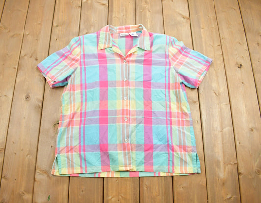 Vintage 1990s Colorful Short Sleeve Button Up Shirt