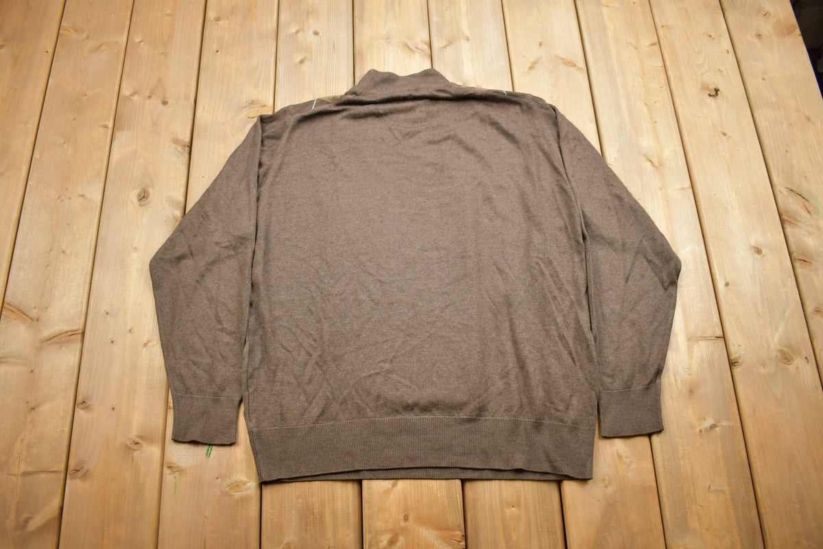 Vintage 1990s 100% Wool Knit Argyle Mock Neck Sweater