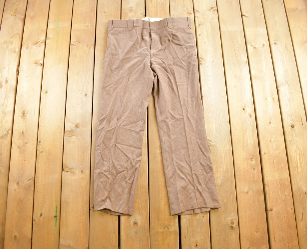 Vintage 1980's Beige Wool Trousers Size 38x30