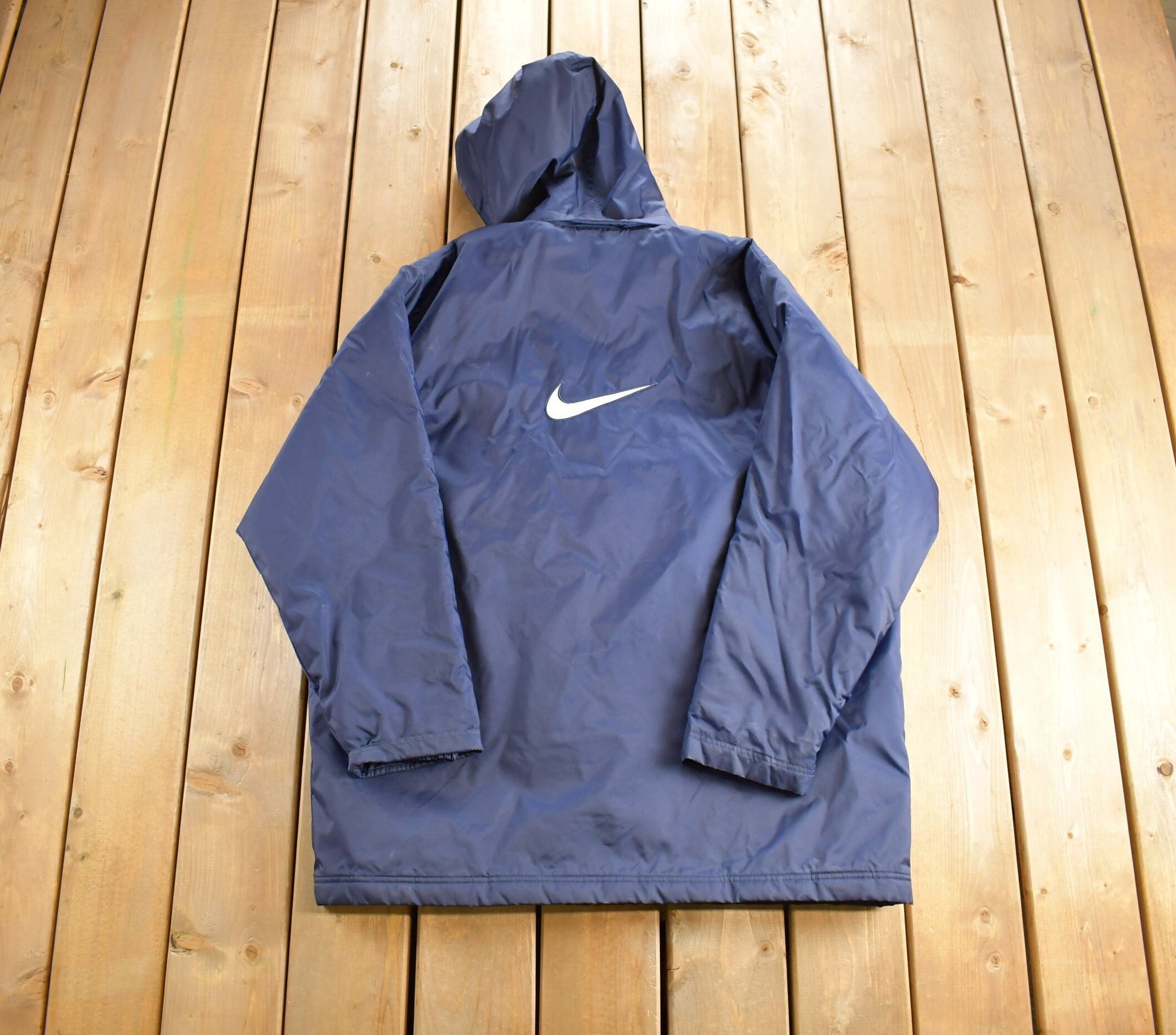 Vintage 1990s Nike Long Winter Jacket Big Swoosh on Back