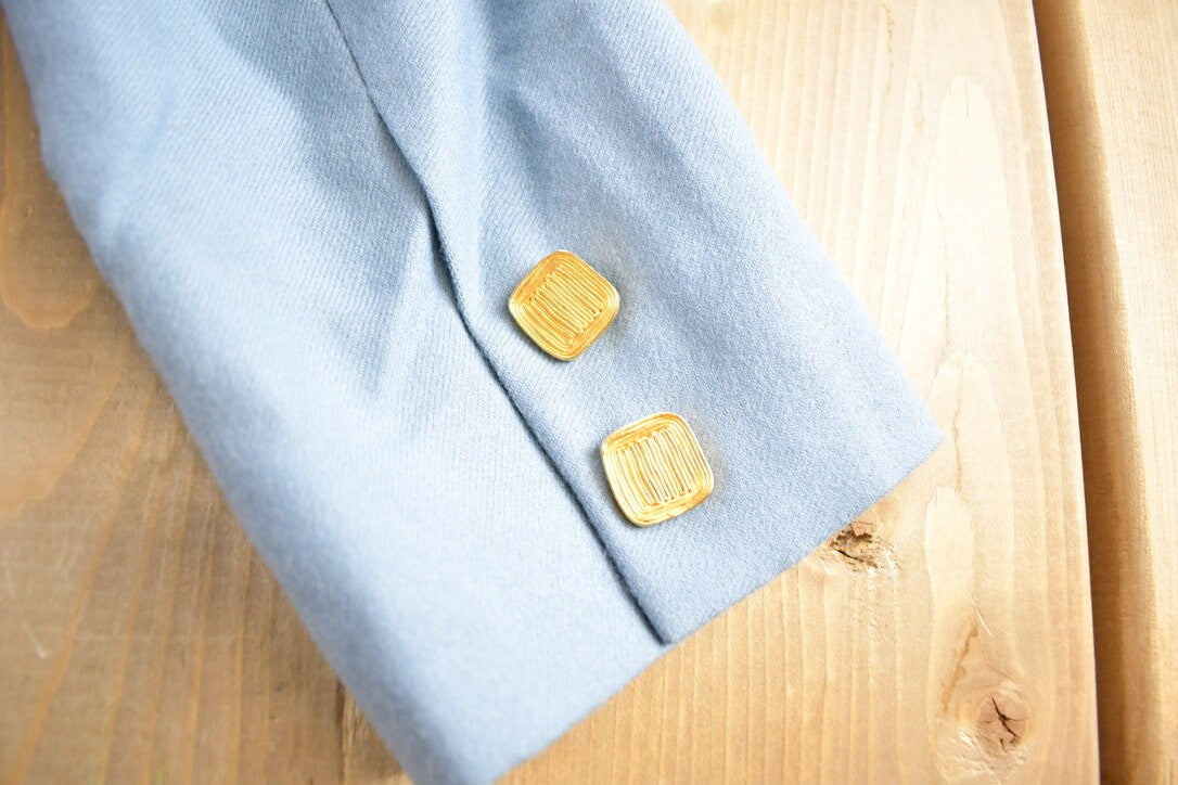 Vintage 1960s Sky Blue Full Length Wool Coat