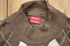 Vintage 1990s 100% Wool Knit Argyle Mock Neck Sweater