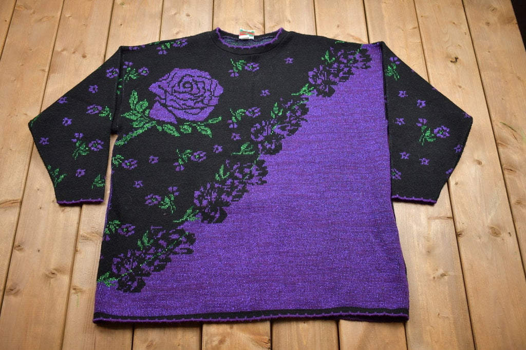 Vintage 1990s Nutcracker Floral Knitted Sweater