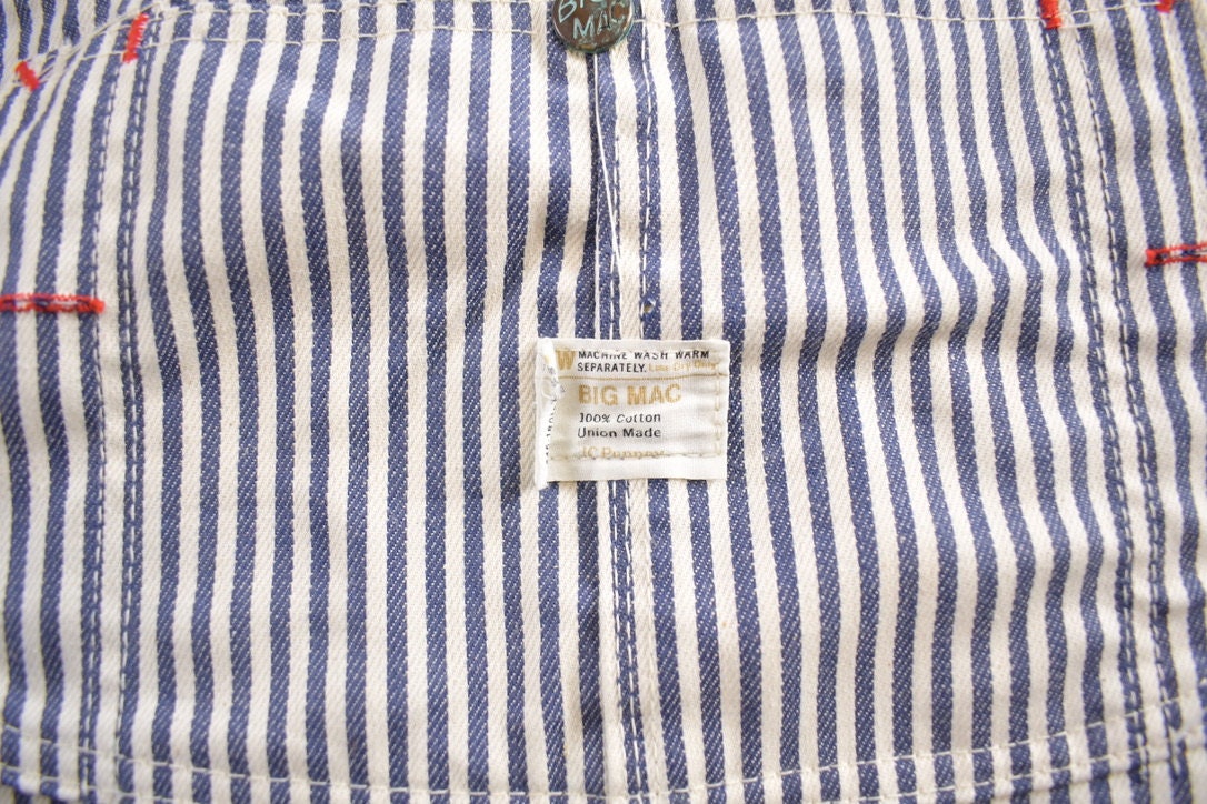 Vintage 1970s Big Mac Hickory Striped Bib Overalls