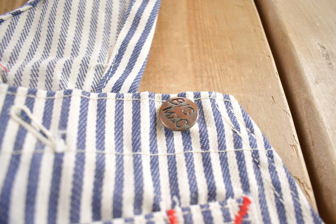 Vintage 1970s Big Mac Hickory Striped Bib Overalls