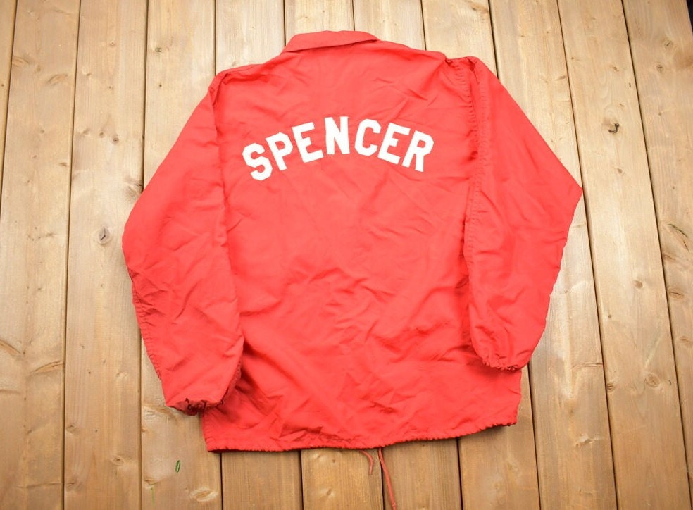 Vintage 1950s Russell Southern CO Red Snap Button Windbreaker Jacket