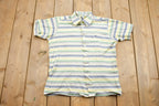 Vintage 1980s Ellettx Button Up Striped Short Sleeve Shirt