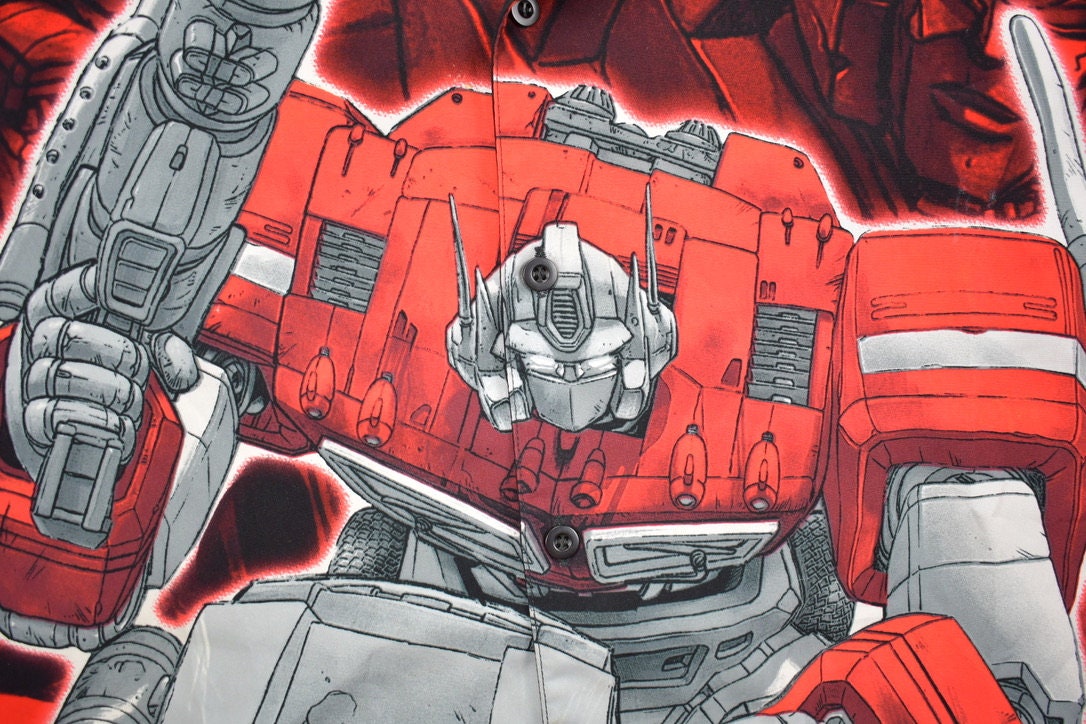 Vintage Y2K Transformers All Over Print Graphic Button Up T-Shirt