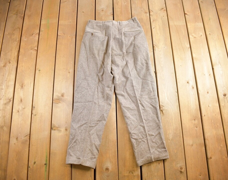 Vintage 1960's Grey Wool Trousers Size 32x29