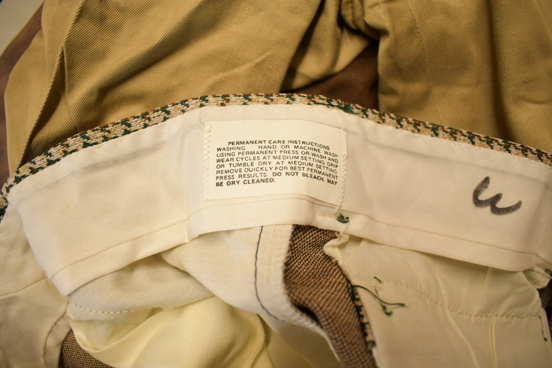 Vintage 1970s Checkered Wool Trousers Size 36x32