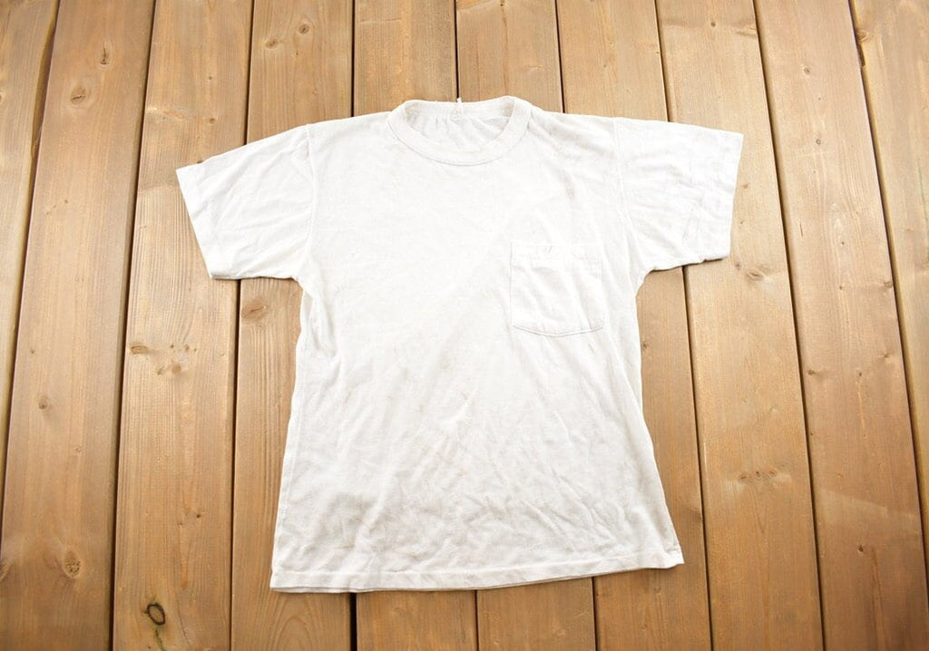 Vintage 1970s Rough Plain White T-Shirt
