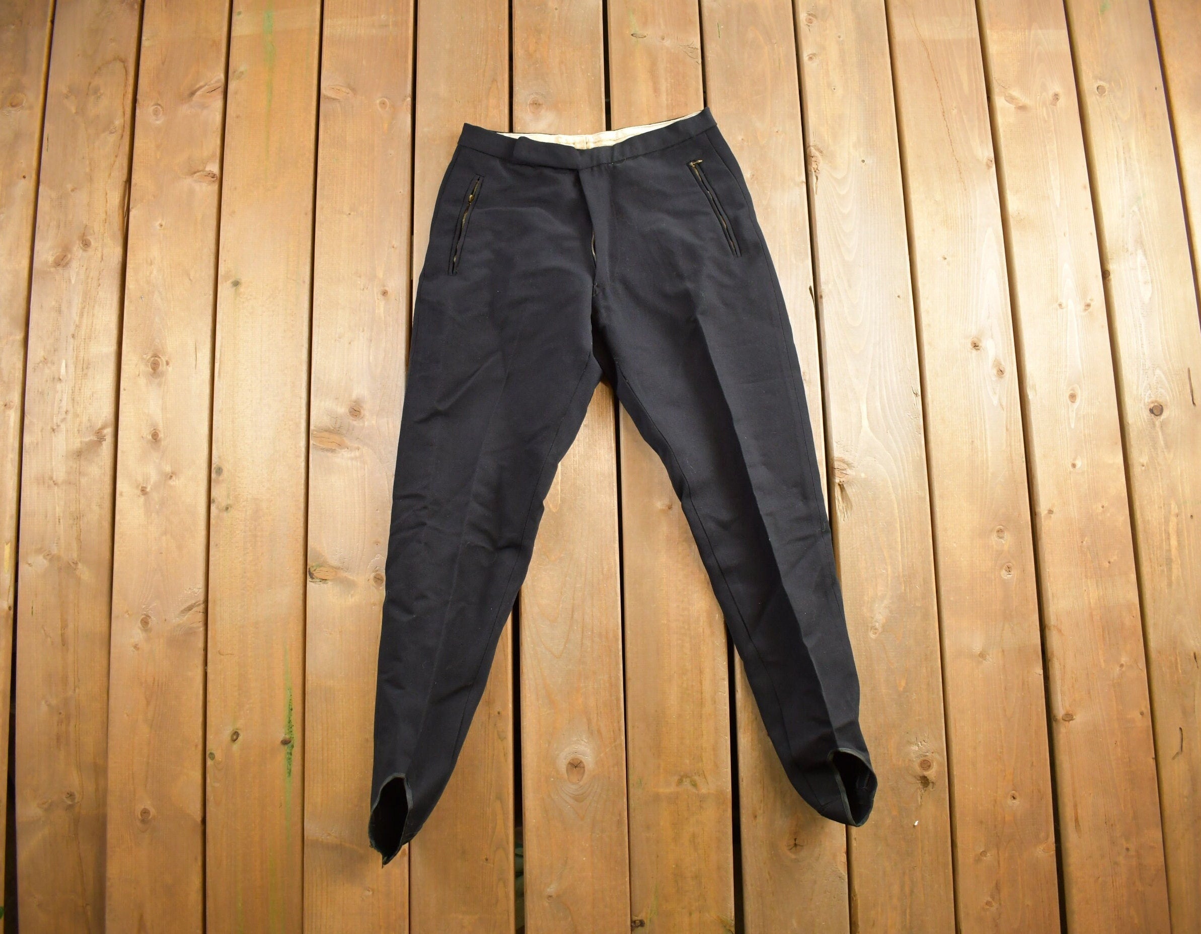 Vintage 1950s Aus Helanca Garn Black Ski Pants Size 32x31