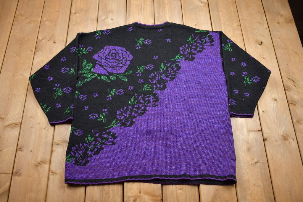 Vintage 1990s Nutcracker Floral Knitted Sweater