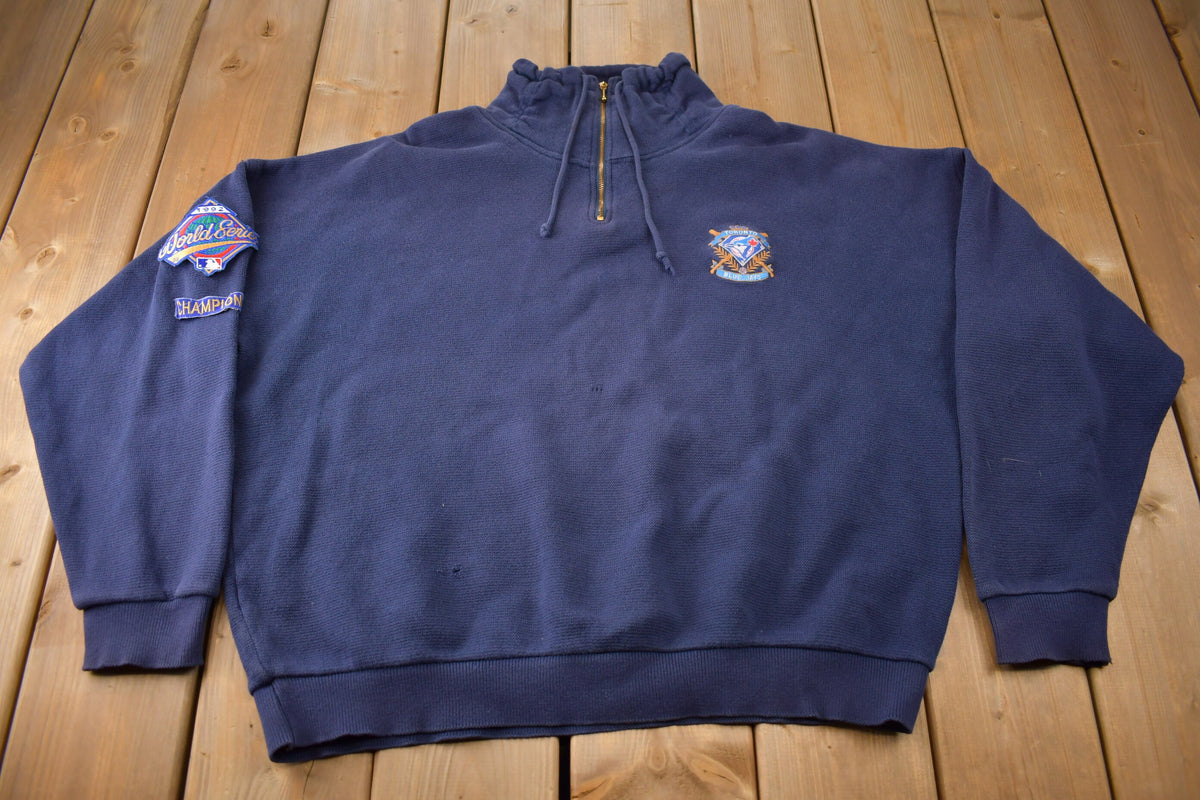Vintage 1992 Toronto Blue Jays Champions MLB Graphic Quarter Zip Sweatshirt