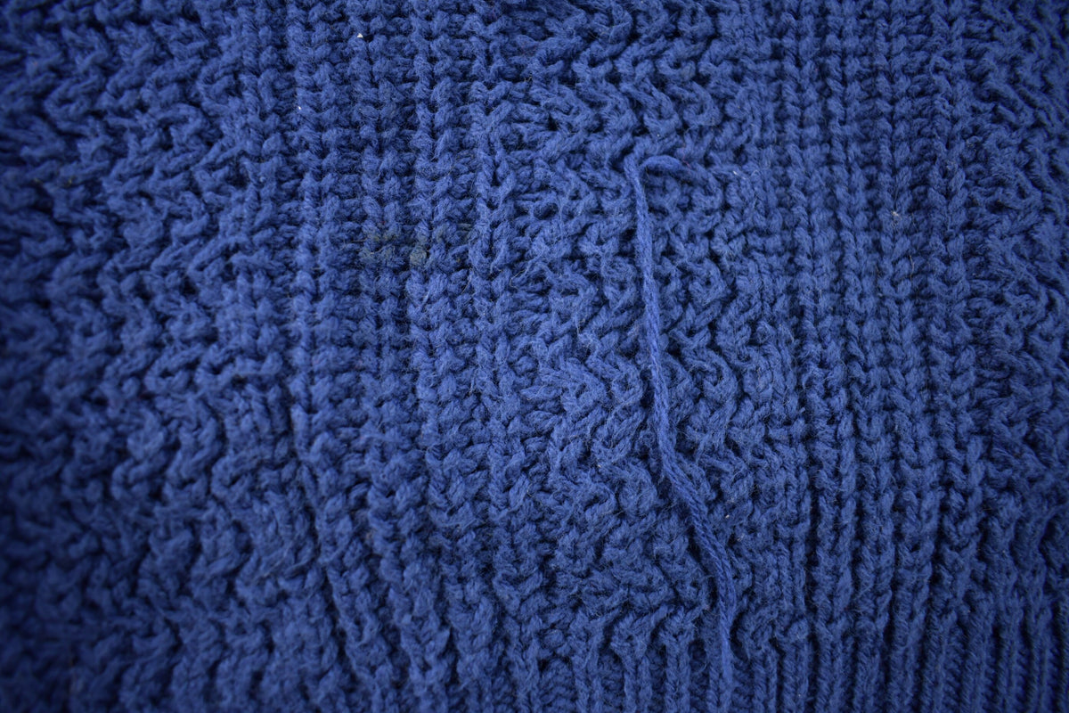 Vintage 1990s 3D Blue Cable Knit Crewneck Sweater