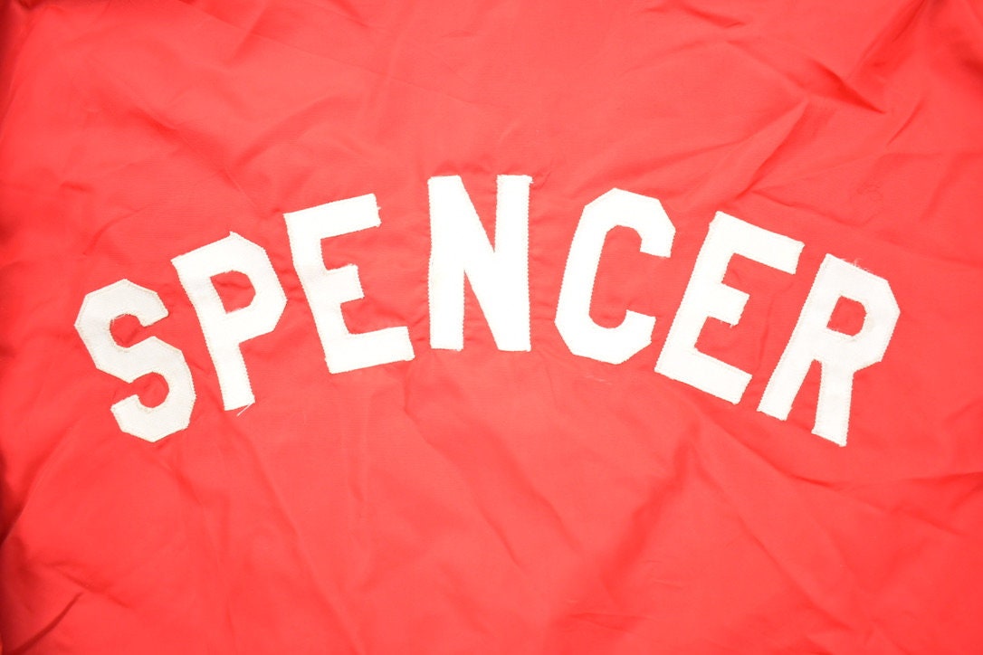 Vintage 1950s Russell Southern CO Red Snap Button Windbreaker Jacket