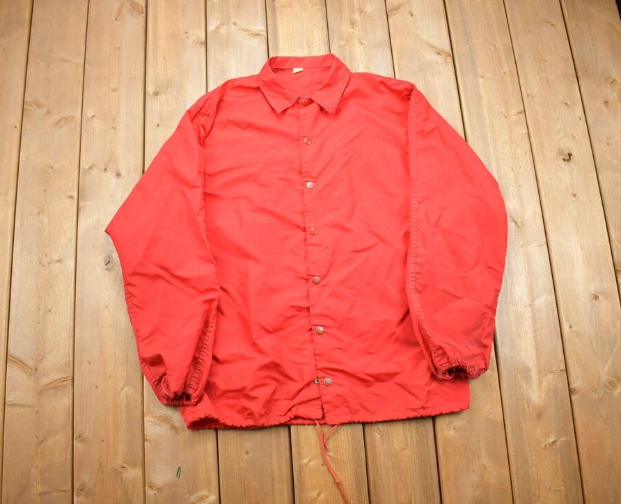 Vintage 1950s Russell Southern CO Red Snap Button Windbreaker Jacket