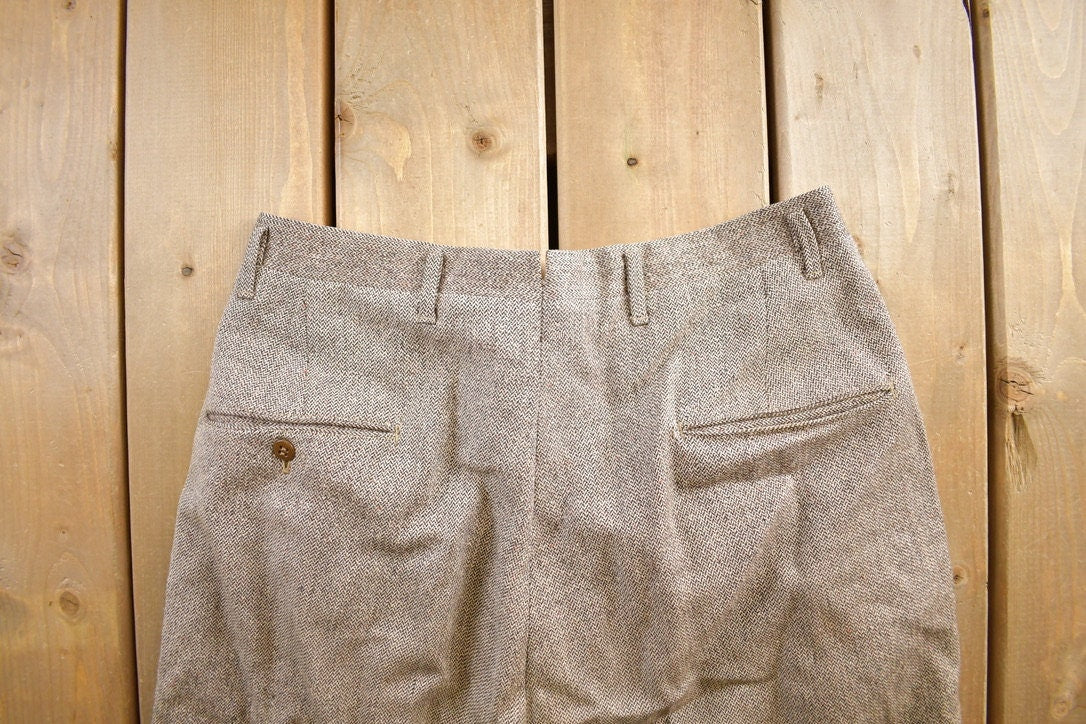 Vintage 1960's Grey Wool Trousers Size 32x29