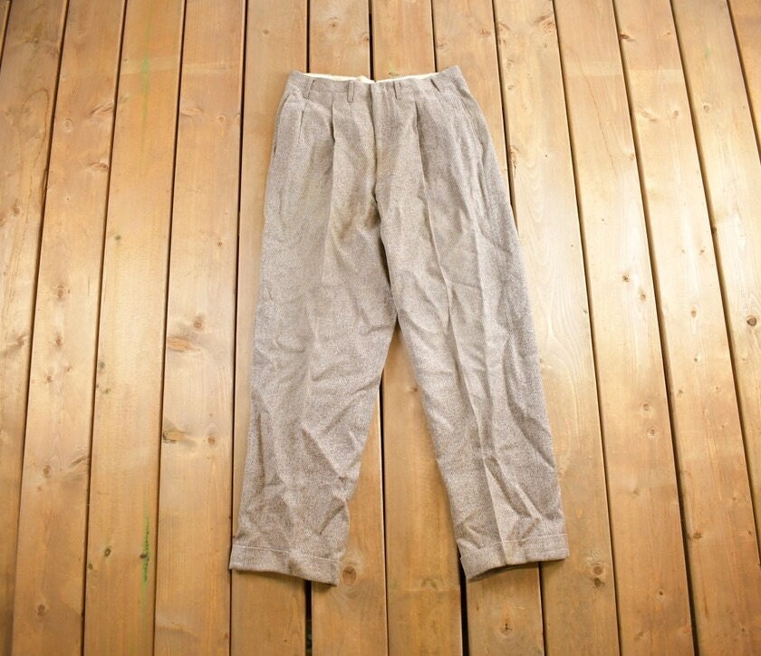 Vintage 1960's Grey Wool Trousers Size 32x29