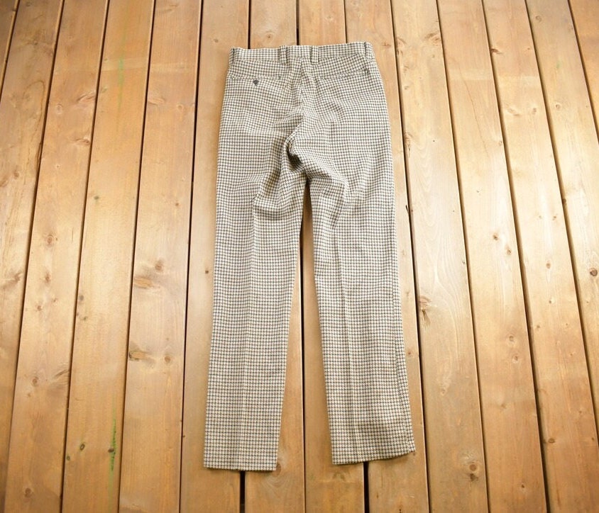 Vintage 1970s Checkered Wool Trousers Size 36x32