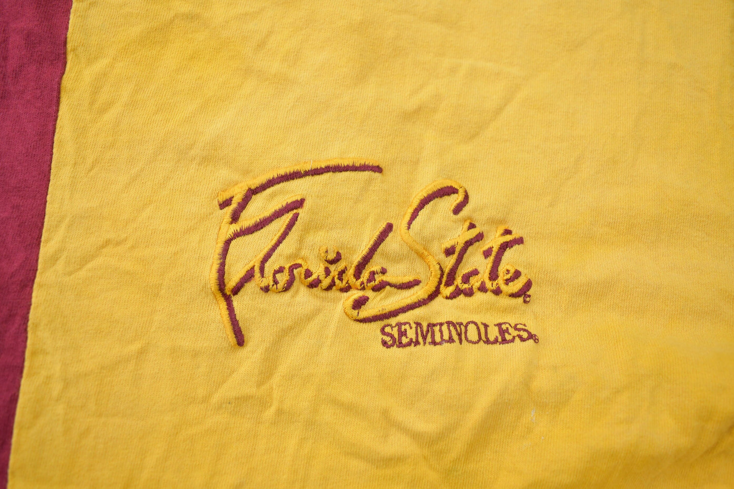 Vintage 1990s Florida State University Seminoles Embroidered Collegiate T-Shirt / NCAA Tee / Sportswear / Made In USA / Single Stitch