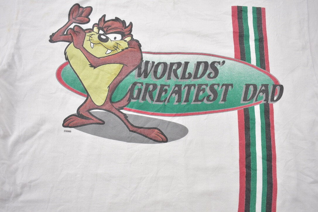 Vintage 1996 Looney Tunes Tasmanian Devil Worlds Greatest Dad Cartoon Promo T-Shirt / 90s Graphic Tee / Vintage Looney Tunes / Made In USA