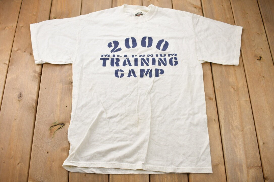 Vintage 2000 Millennium Training Camp T-Shirt / Graphic / Y2K / White Tee / Streetwear / Retro Style