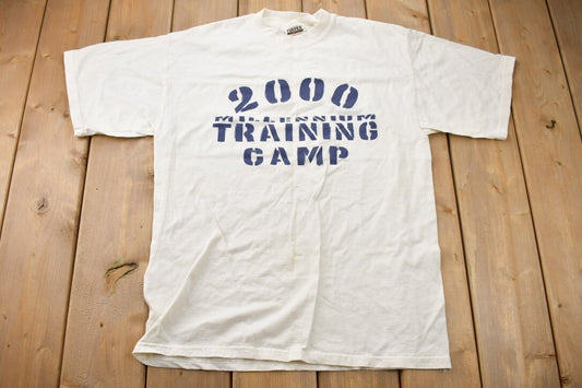 Vintage 2000 Millennium Training Camp T-Shirt / Graphic / Y2K / White Tee / Streetwear / Retro Style