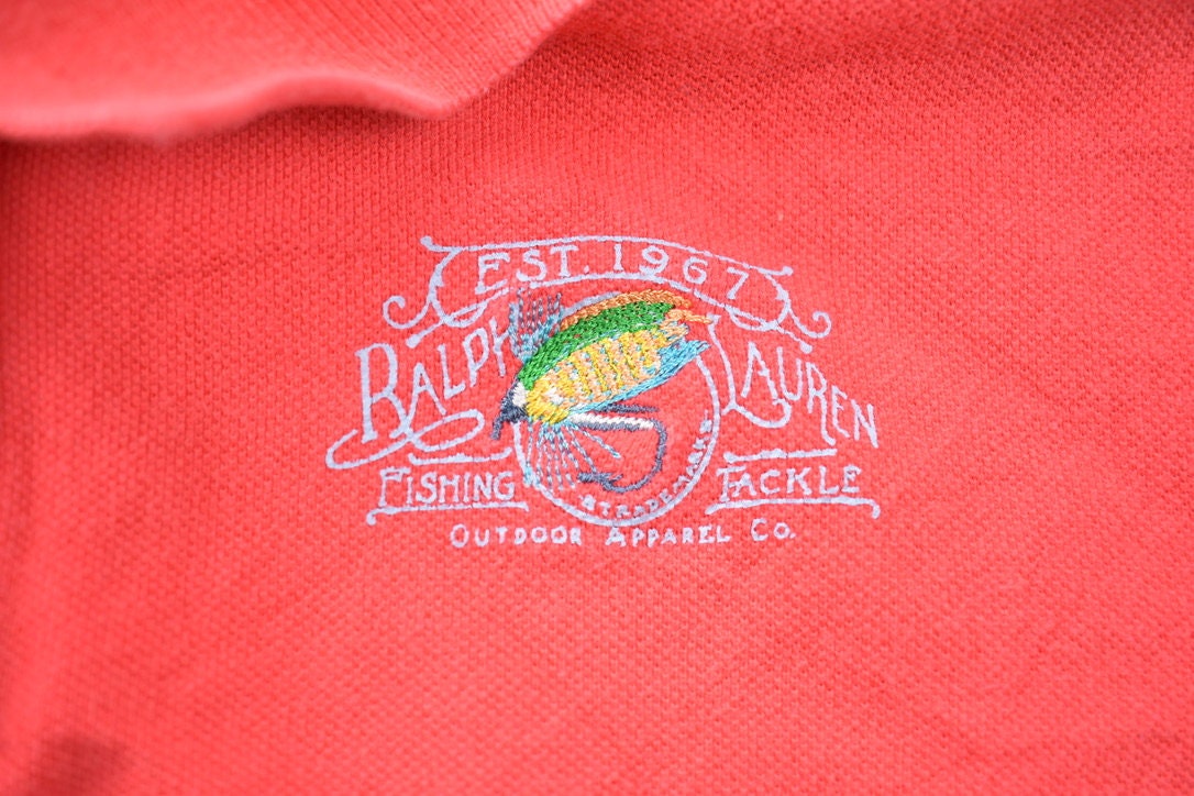 Vintage 1990s Polo Ralph Lauren Fishing Tackle Youth Polo T-Shirt / 90s / Ralph Lauren / Streetwear / Vintage Fish / Brand and  Logo