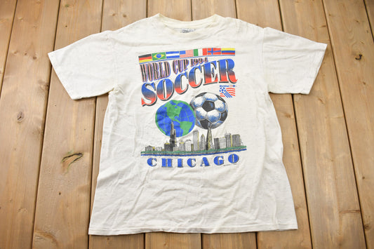 Vintage 1994 World Cup USA Soccer Chicago Graphic T-Shirt / Streetwear / Single Stitch / Made In USA / 1994 Graphic Tee /